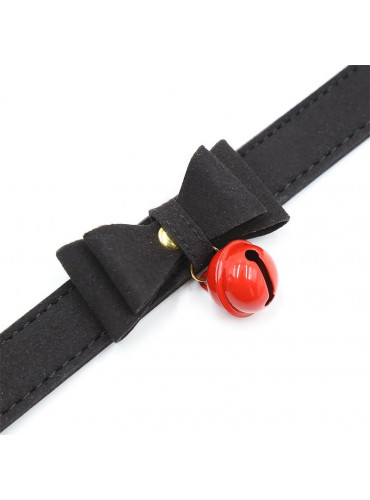 Collar with Bow and Rattle 44 cm Black/Red FETISH ADDICT