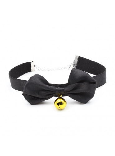 Collar with Bow and Rattle 44 cm Black/Red FETISH ADDICT