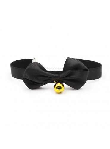 Collar with Bow and Rattle 44 cm Black/Red FETISH ADDICT