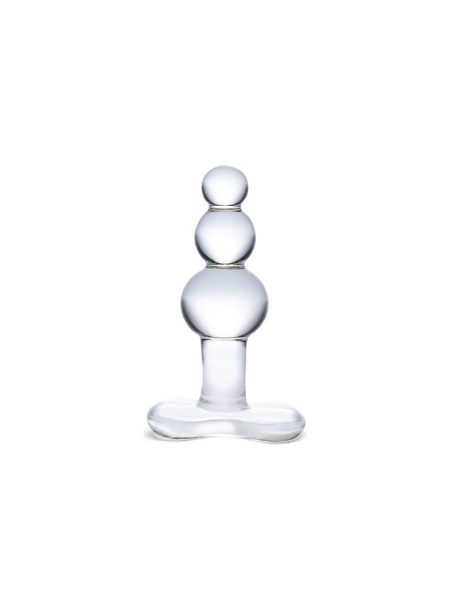 Hustler Beaded Glass Butt Plug with Tapered Base Gläs