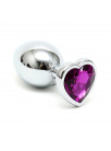 Butt Plug Plated Steel Crystal Heart Purple BONDAGE PLAY