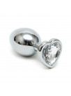 Butt Plug Plated Steel Crystal Heart Transparent BONDAGE PLAY