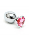 Butt Plug Plated Steel Crystal Heart Pink BONDAGE PLAY