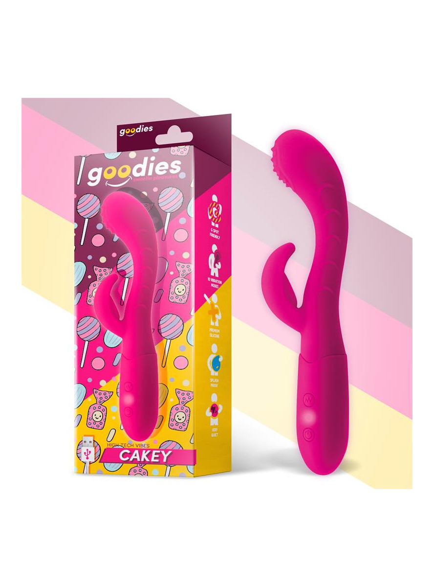 Cakey G-Spot and Rabbit Vibe USB Silicone Fuchsia GOODIES