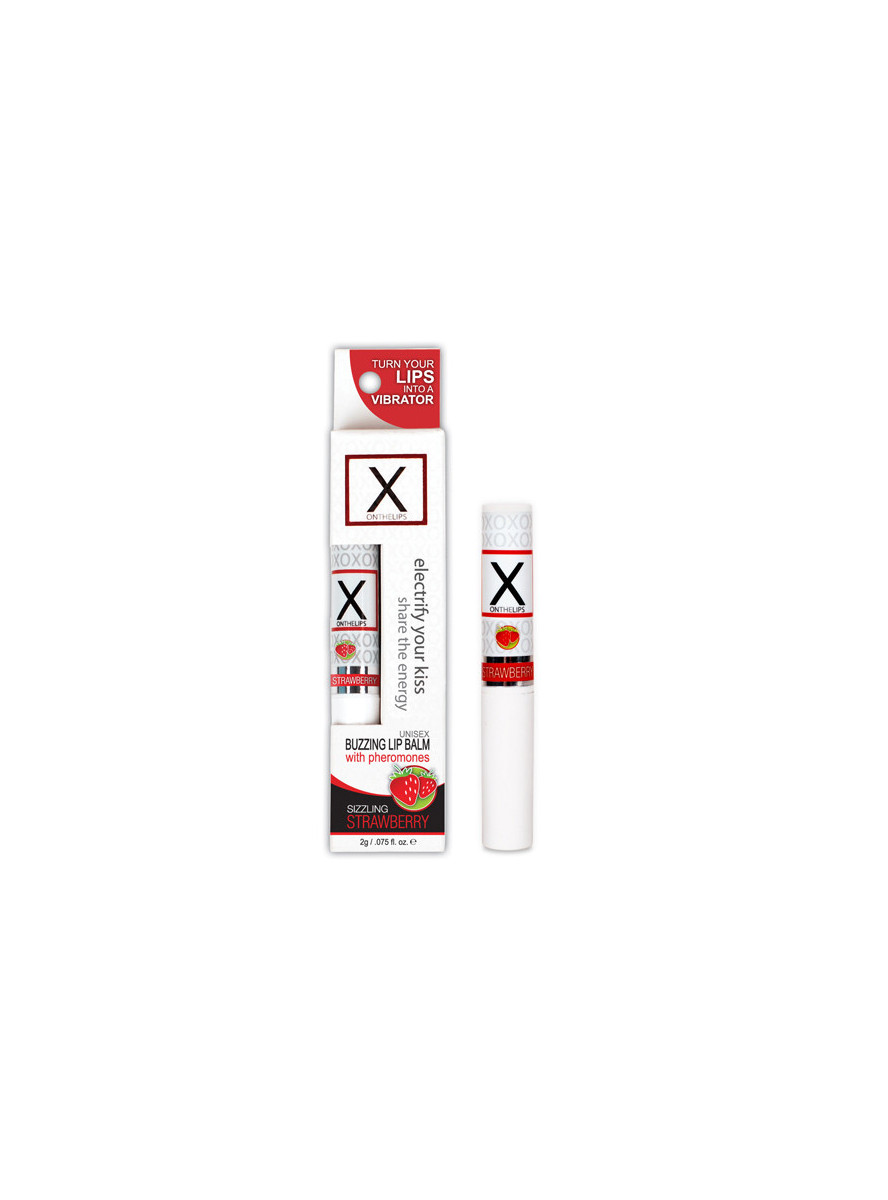 X On the Lips Buzzing Lip Strawberry Balm med Feromoner Sensuva