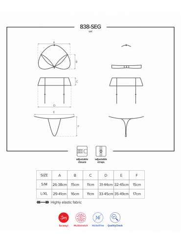 OBSESSIVE BH Stringtrosa & Strumpebandshållare 838-SEG-1