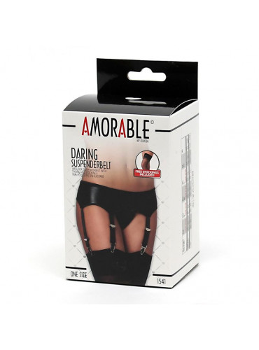 Amorable Garter Belt Wetlook with Stockings and Panties AMORABLE BY RIMBA