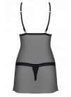 OBSESSIVE 865-CHE-1 Chemise and Thong Black