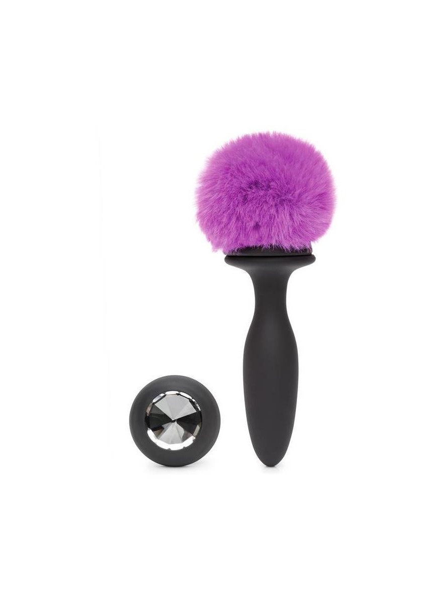 Small Butt Plug with Vibration and Remote Control Double Base Purple HAPPY RABBIT