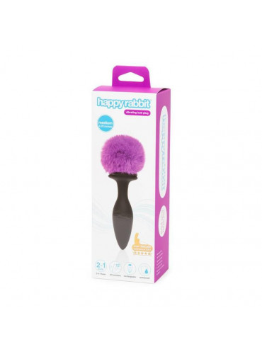 Large Butt Plug with Vibration and Remote Control Double Base Purple HAPPY RABBIT