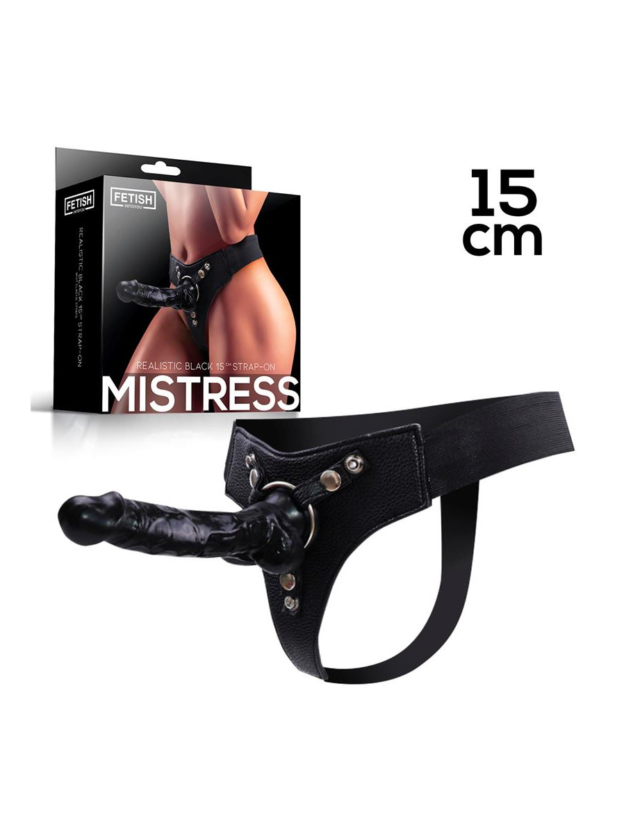 Mistress Elastic Strap-on with Silicone Dildo 15 cm Black FETISH BY INTOYOU