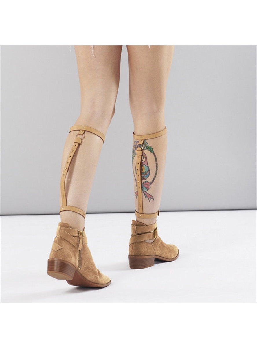 BIJOUX INDISCRETS MAZE KNEE AND ANKLE GARTER BROWN