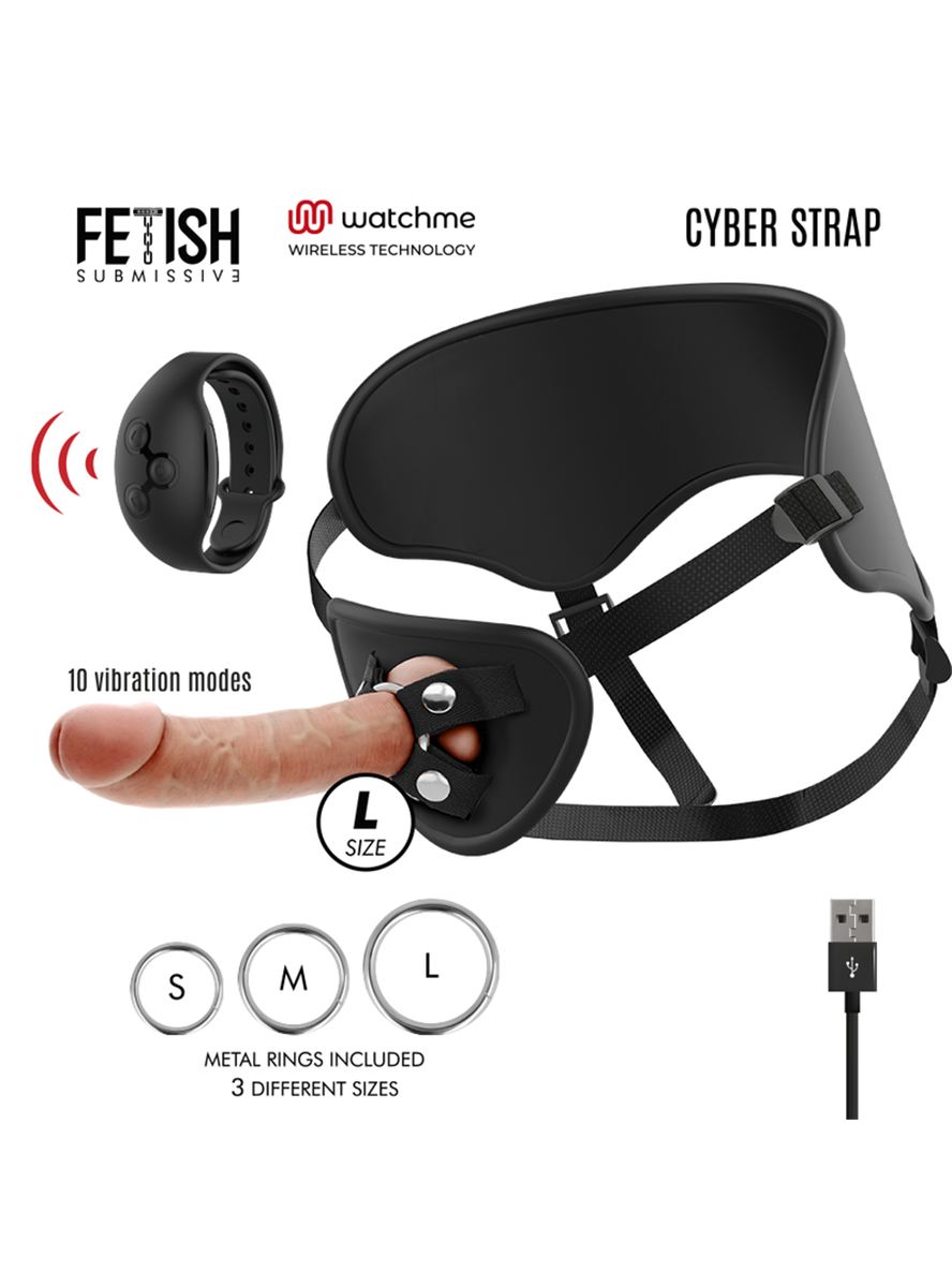 CYBER STRAP HARNESS WITH DILDO REMOTE CONTROL WATCHME TECHNOLOGY L